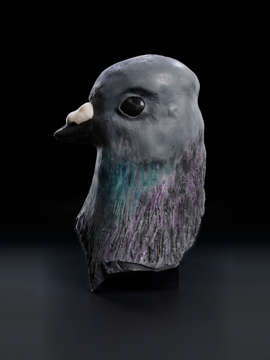 The pigeon mask in profile
